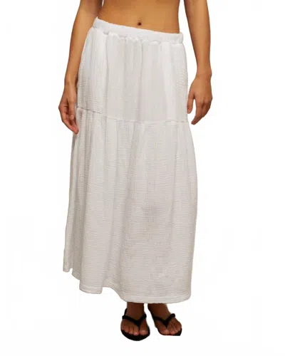 Perfectwhitetee Bella Double Gauze Midi Skirt In White In White