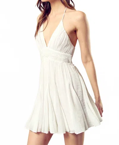 Mustard Seed Lace Trim Drawstring Dress In White In White