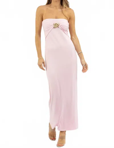 Fore Collection Chic Resort Beach Seashell Strapless Maxi Dress In Pink In Pink
