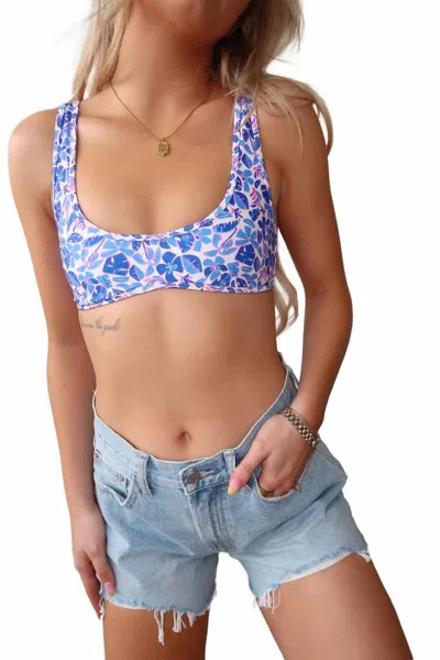 Kulani Kinis Bind Slim Scoop Bikini Top In Ocean Colada In Multi