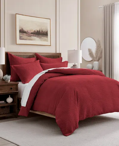 Levtex Cloud Waffle Textured 2-pc. Duvet Cover Set, Twin/twin Xl In Red