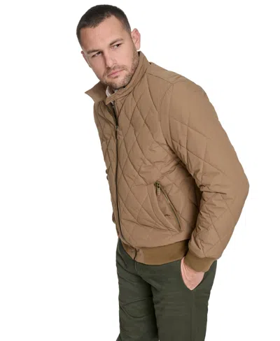 Dockers Men's Quilted Bomber Jacket In Brown