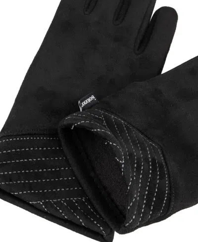 Isotoner Signature Women's Stretch Microsuede Gloves With Smardri And Smartouch In Black