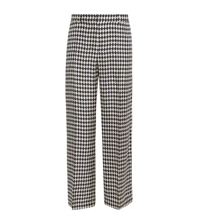 Max Mara Flared Printed Silk Trousers In Black