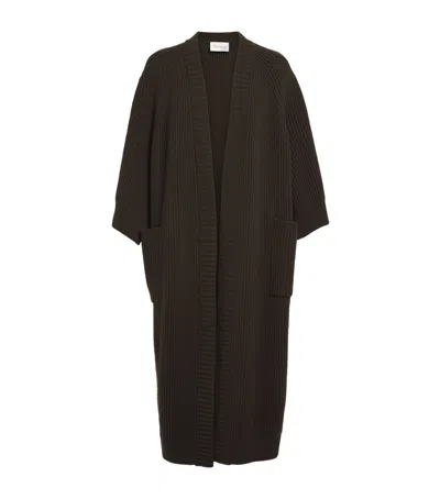 Max Mara Moss Green Cardigan In Wool And Cashmere In Black
