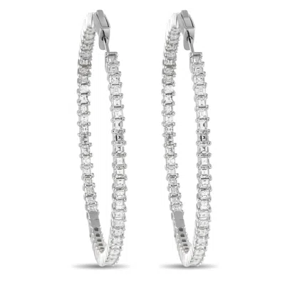 Lb Exclusive 18k White Gold 4.40ct Diamond Inside-out Hoop Earrings Aer-13964-70 In Metallic