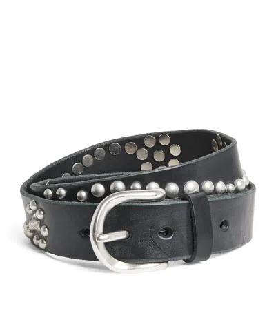 Our Legacy Unisex Leather Belt With Distinctive Design In Black