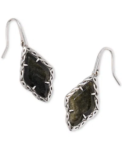 Kendra Scott Glass And Mother Of Pearl Gold-tone Drop Earrings In Black