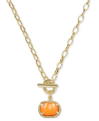 Kendra Scott Mother Of Pearl Pumpkin Link And Chain In 14k Gold Over Brass Necklace In Multi