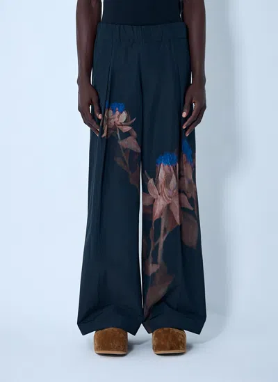 Dries Van Noten Men Printed Elasticated Pants In Black