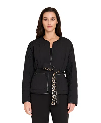 Tahari Asl Reversible Leopard Print Quilted Jacket In Animal Print
