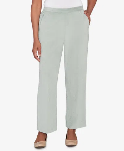 Alfred Dunner Stockbridge Pull-on Corduroy Flat Front Average Length Pant In Green