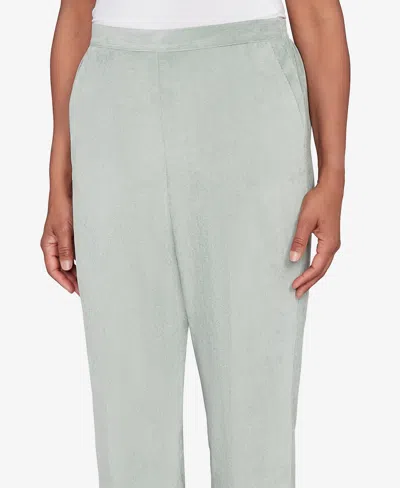 Alfred Dunner Stockbridge Pull-on Corduroy Flat Front Average Length Pant In Green