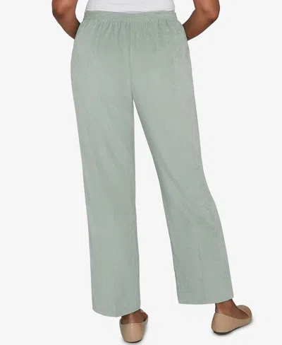 Alfred Dunner Stockbridge Pull-on Corduroy Flat Front Average Length Pant In Green