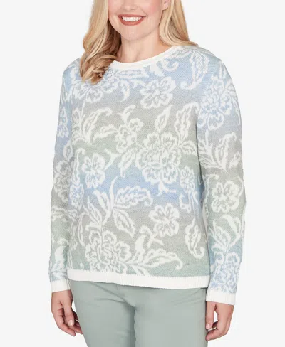 Alfred Dunner Petite Stockbridge Soft Paisley Ombre Sweater In Gray
