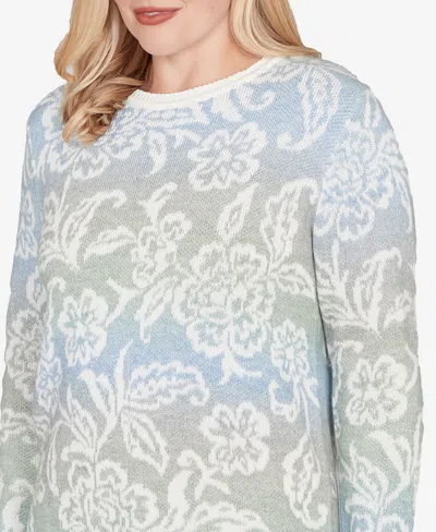 Alfred Dunner Petite Stockbridge Soft Paisley Ombre Sweater In Gray