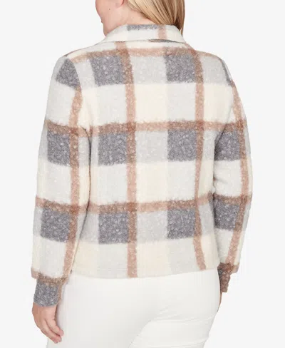 Alfred Dunner Vienna Plaid Knit Boucle Jacket In Neutral