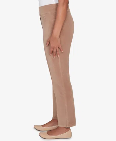 Alfred Dunner Vienna Allure Fit Flat Front Corduroy Average Length Pant In Brown