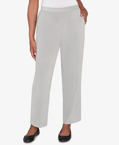 Alfred Dunner Petite Stockbridge Pull-on Corduroy Flat Front Average Length Pants In Gray