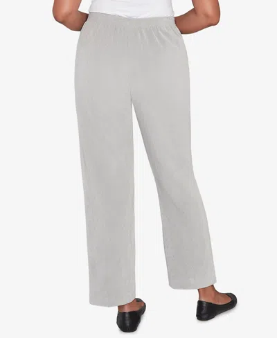 Alfred Dunner Petite Stockbridge Pull-on Corduroy Flat Front Average Length Pants In Gray