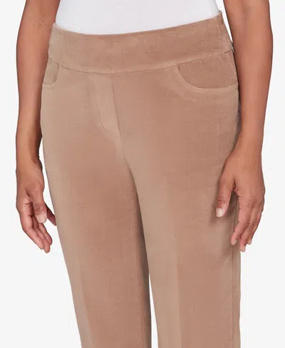 Alfred Dunner Petite Vienna Allure Fit Flat Front Corduroy Short Length Pants In Brown