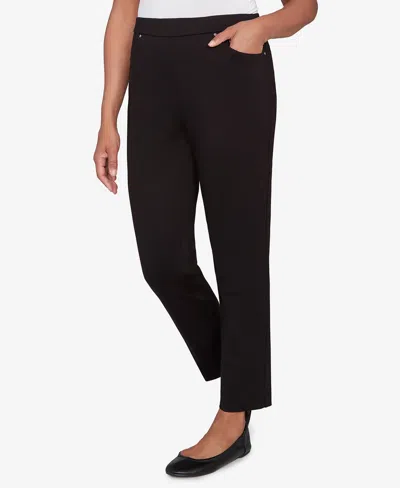 Alfred Dunner Petite Barcelona Stretch Ponte Knit Short Length Pants In Black