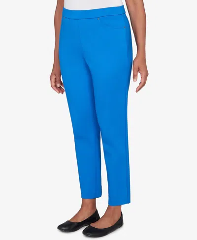 Alfred Dunner Petite Barcelona Stretch Ponte Knit Short Length Pants In Blue