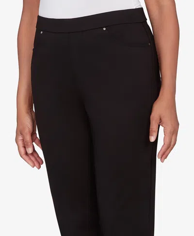 Alfred Dunner Petite Barcelona Stretch Ponte Knit Short Length Pants In Black