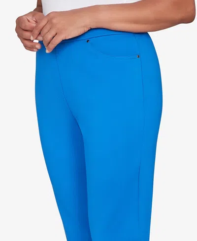 Alfred Dunner Petite Barcelona Stretch Ponte Knit Short Length Pants In Blue