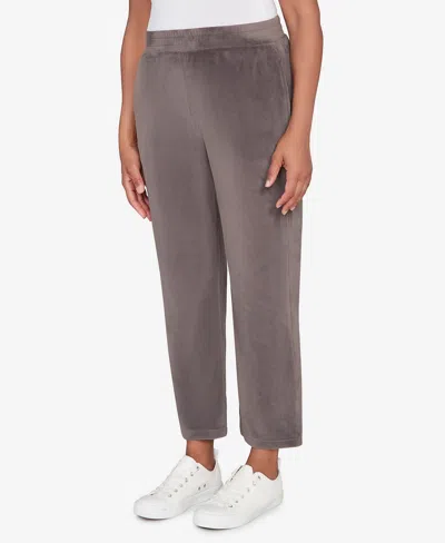 Alfred Dunner Calm Luxe Double Knit Average Length Pant In Gray
