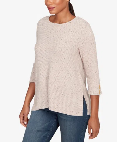 Ruby Rd. Petite Speckled Heather Rib Knit Top In Multi