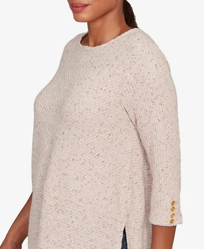 Ruby Rd. Petite Speckled Heather Rib Knit Top In Multi