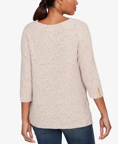 Ruby Rd. Petite Speckled Heather Rib Knit Top In Multi