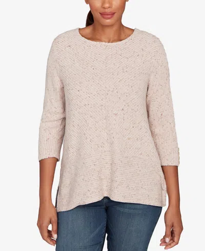 Ruby Rd. Petite Speckled Heather Rib Knit Top In Multi