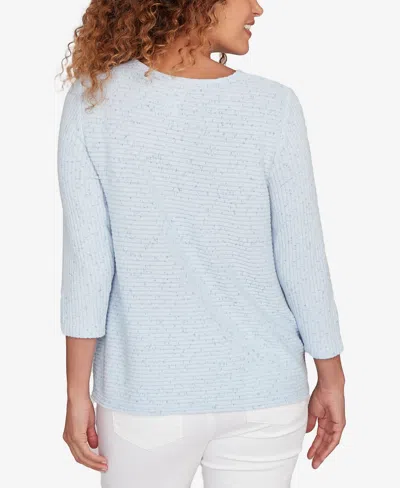 Ruby Rd. Plus Size Speckled Heather Rib Knit Top In Blue