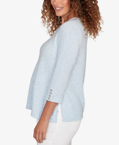 Ruby Rd. Plus Size Speckled Heather Rib Knit Top In Blue