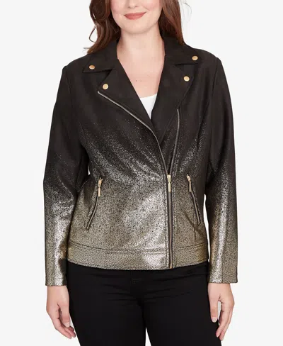 Ruby Rd. Petite Metallic Ombre Moto Jacket In Multi