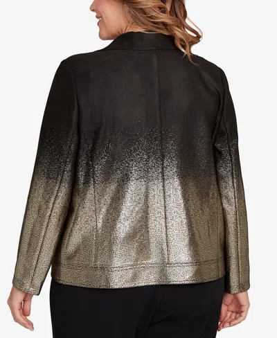 Ruby Rd. Plus Size Metallic Zipper Closure Jacket In Multi