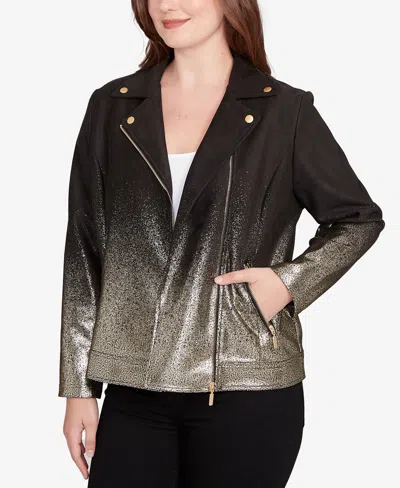Ruby Rd. Petite Metallic Ombre Moto Jacket In Multi