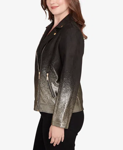Ruby Rd. Petite Metallic Ombre Moto Jacket In Multi