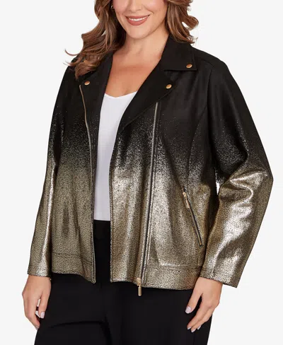 Ruby Rd. Plus Size Metallic Zipper Closure Jacket In Multi