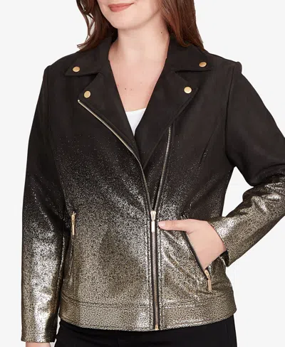 Ruby Rd. Petite Metallic Ombre Moto Jacket In Multi