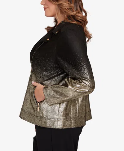 Ruby Rd. Plus Size Metallic Zipper Closure Jacket In Multi