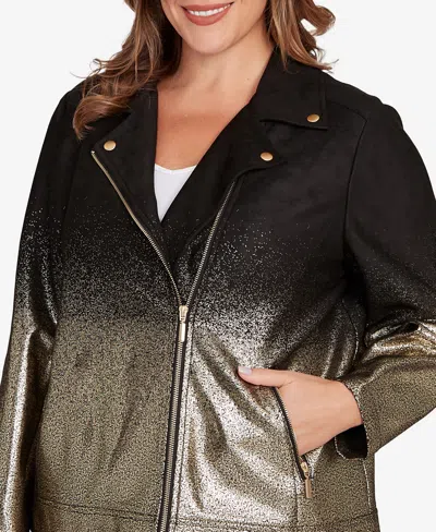 Ruby Rd. Plus Size Metallic Zipper Closure Jacket In Multi