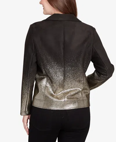 Ruby Rd. Petite Metallic Ombre Moto Jacket In Multi