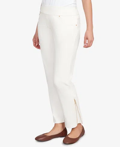 Ruby Rd. Petite Zipper Hem Pull-on Pants In White