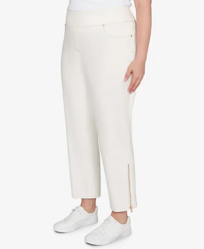 Ruby Rd. Plus Size Zipper Hem Pull On Pants In White