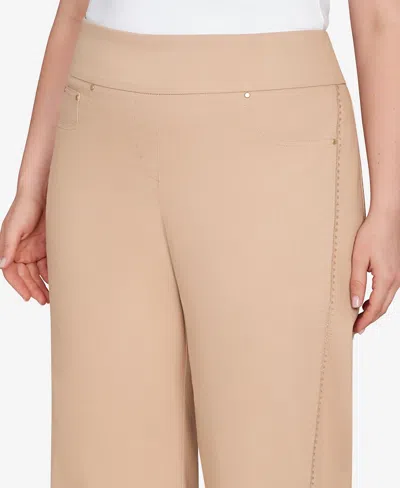 Ruby Rd. Plus Size Embroidered Stretch Pull On Pants In Brown