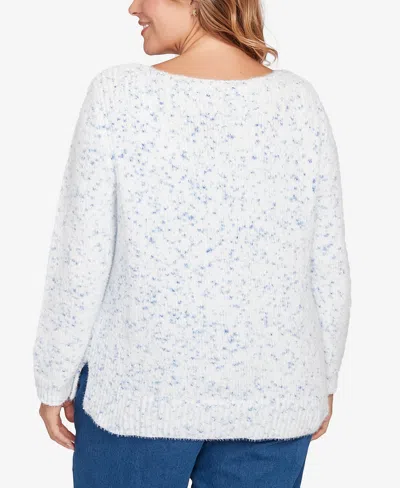 Ruby Rd. Plus Size Speckled Chenille Eyelash Sweater In White
