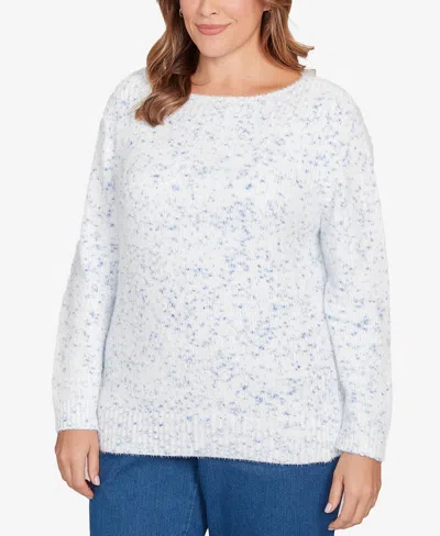 Ruby Rd. Plus Size Speckled Chenille Eyelash Sweater In White